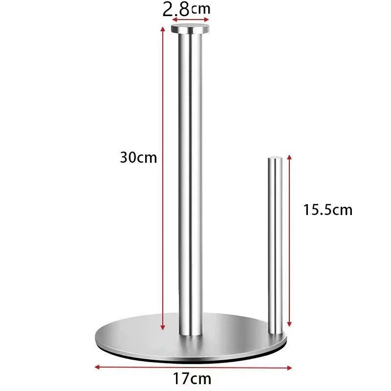 Silver paper towel holder with dimensions
