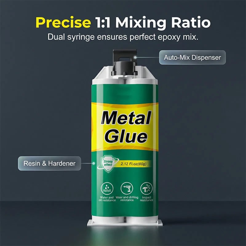 Two-part metal repair adhesive application