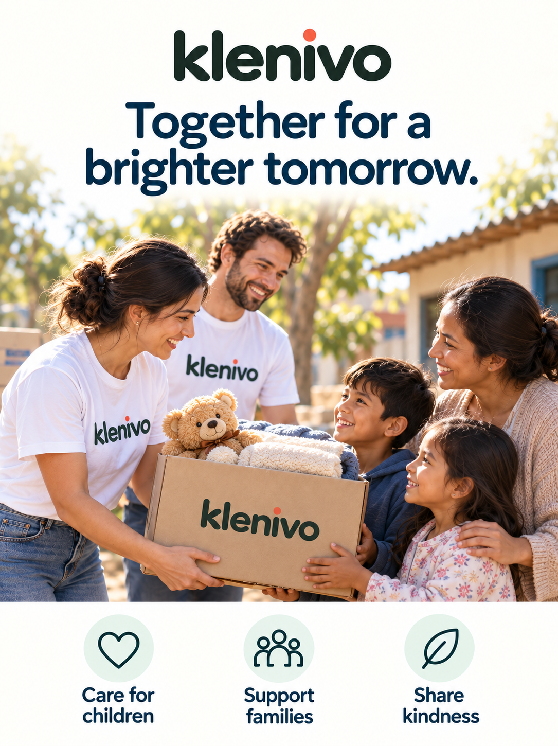 Illustrative Klenivo community care campaign: together for a brighter tomorrow