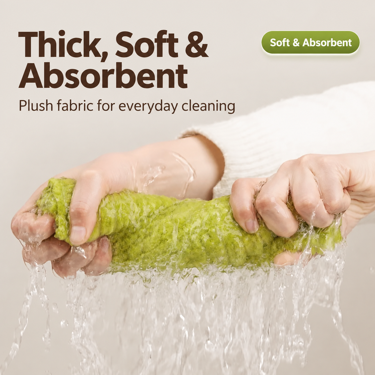 Tearable plush cleaning cloth — absorbent