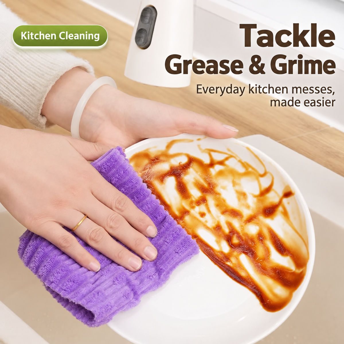 Tearable plush cleaning cloth — grease cleaning