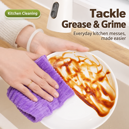 Tearable plush cleaning cloth — grease cleaning