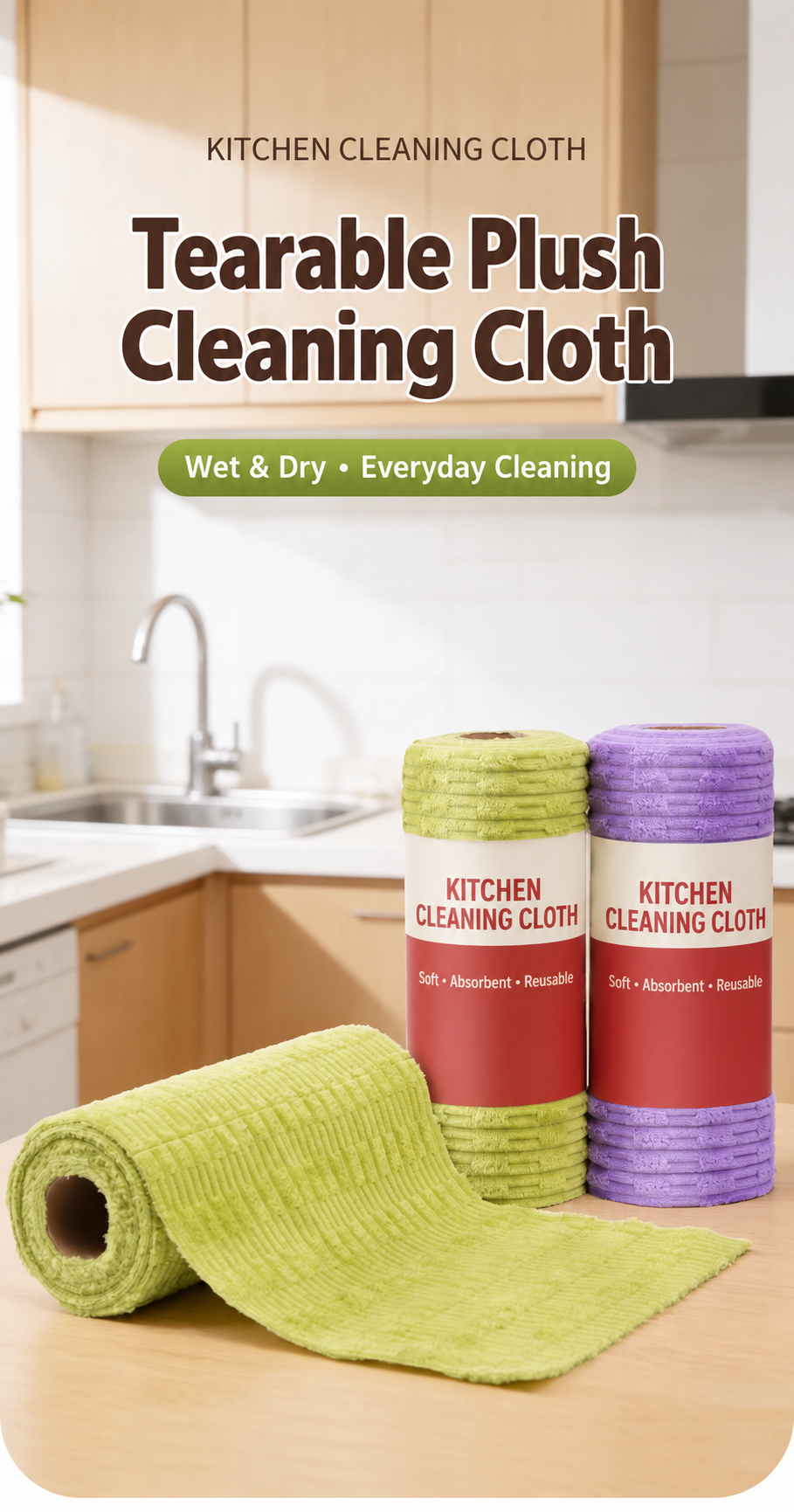 Tearable plush cleaning cloth — overview