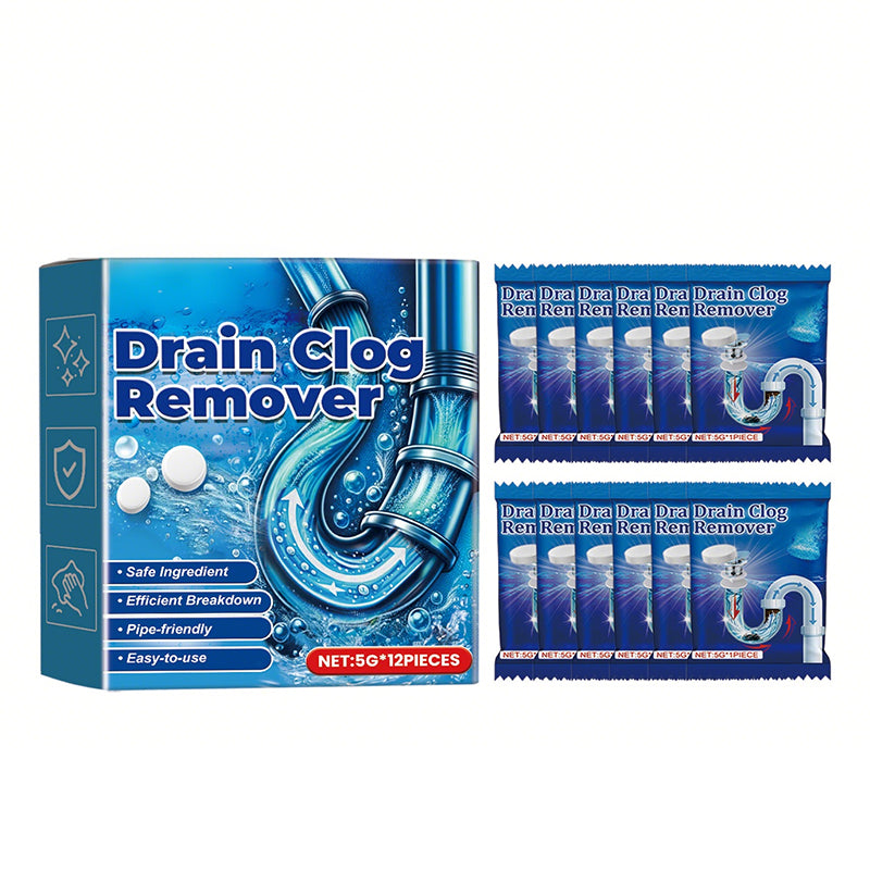 Fast Dissolve Drain Clog Remover Tablets Household Pipe Deodorant Cleaner